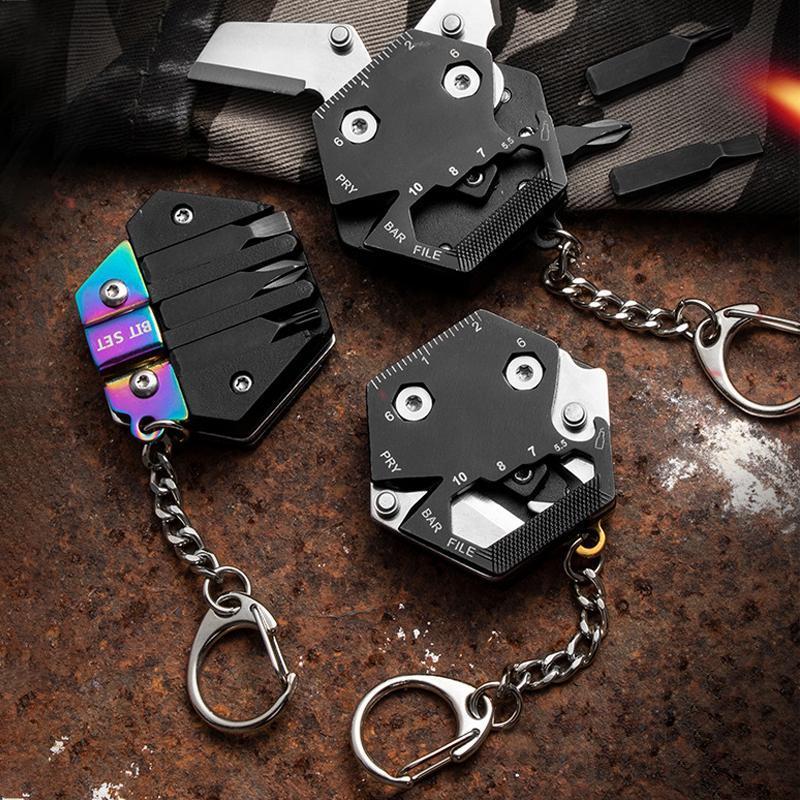 Hexagon Coin Keychain